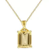 Belk & Co 6.68 Ct. T.g.w. Octagon Citrine And White Topaz Pendant With Chain In Yellow Plated Sterling Silver