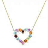 Belk & Co 1 Ct. T.g.w. Multi-Color Gemstone Open Heart Pendant With Chain In 10K Yellow Gold