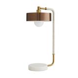 Arteriors Home Aaron Table Lamp 1-Light Antique Brass Heritage Cream Leather White Marble 24"H (49735 3MNLT)