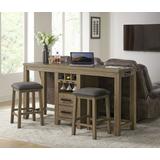Sunset Trading Saunders 3PC Console Bar Table & Stool Set with Charging Station in Desert Brown - Sunset Trading ED-D18620TCB-3P