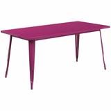 Flash Furniture 31.5" X 63" Metal Dining Table In Purple