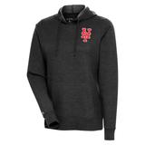 Women's Antigua Heather Black New York Mets Action Pullover Hoodie