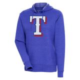 Women's Antigua Heather Royal Texas Rangers Action Pullover Hoodie