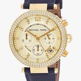 Michael Kors Accessories | Michael Korsparker Chronograph Gold-Tone Ladies Watch | Color: Blue/Gold | Size: Os