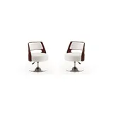 Manhattan Comfort Salon Adjustable Height Swivel Accent Chair In White And Polished Chrome (Set Of 2)