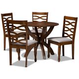 Winston Porter Aspen Modern & Contemporary Grey Fabric Upholstered & Walnut Brown Finished Wood 5-Piece Dining Set Wood/Plastic/Acrylic/Glass/Metal