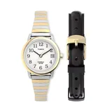 Timex Women's Easy Reader Two Tone Expansion Band Watch & Leather Strap Set - TWG030200JT, Size: Small, Multicolor