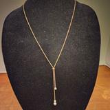 Michael Kors Jewelry | Michael Kors Faux Black Pearl & Crystal Lariat Necklace 24 Long Beautiful! | Color: Black/Gold | Size: Os