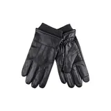 Dockers Men's Leather Gloves with Ribbed Cuffs, Black