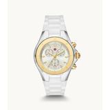 Michele Jelly Bean Two Tone 18k Gold & Silver White Silicone Watch