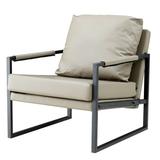 Armchair - Latitude Run® Kahekili 26.77" W Vegan Leather Armchair Faux Leather/Metal in Gray/Brown, Size 27.56 H x 26.77 W x 28.74 D in | Wayfair