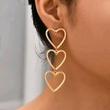 Anthropologie Jewelry | Gold Triple Heart Drop Earrings | Color: Gold | Size: Os