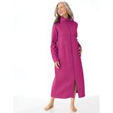 Women's Plus Long Zip-Front Fleece Robe, Very Berry Pink 2XL