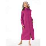 Women's Petite Long Zip-Front Fleece Robe, Very Berry Pink P-M