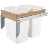 Rev-A-Shelf 4WCTM-18DM2 4WCTM Top Mount Double Bin Trash Can for 1-1/2 Inch Faceframe Cabinets - 35 Quart Capacity White Storage and Organization