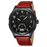 Philip Stein Men's Prestige Black Dial Red Leather Strap Quartz Watch