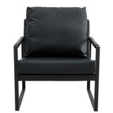 Armchair - Latitude Run® Kahekili 26.77" W Vegan Leather Armchair Faux Leather/Metal in Black, Size 27.56 H x 26.77 W x 28.74 D in | Wayfair