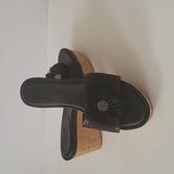 Coach Shoes | Coach Black Platform Sandals Canvas Top With Leather Trim | Color: Black/Tan | Size: 9