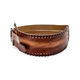Bling Jewelry Men's Bracelets Brown - Brown Leather Whip-Stitch Wide Two-Strap Bracelet