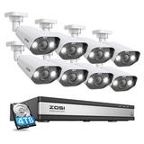 ZOSI 16CH 5mp Spotlight PoE Security Camera System,Outdoor Camera,Motion Sensor,Night Vision,4TB HDD in White | Wayfair 4UN-418B4-20-US