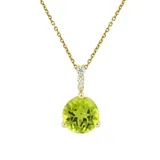 Belk & Co Lab Created Peridot and White Sapphire Necklace with 18" Singapore Chain in 10K Yellow Gold, 18 in