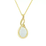 Belk & Co 1/10 Ct. T.w. Diamond And Lab Created Opal Necklace With 18" Rope Chain In 10K Yellow Gold, 18 In