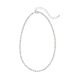 Crown & Ivy™ Silver Tone Crystal Tennis Necklace