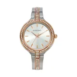 Ellen Tracy Women's Rose Gold Tone Crystal Bangle Watch, Pink