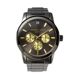 Concepts in Time Men's Gunmetal Contrast Subdial Genuine Diamond Watch, Black