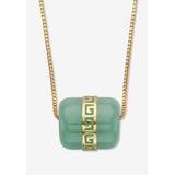 Women's Genuine Green Jade Greek Key Pendant Necklace 14K Gold-Plated .925 18" Length by PalmBeach Jewelry in Jade