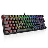 PICTEK 60% TKL Mechanical Gaming Keyboard RGB LED Rainbow Backlit Keyboard with Blue Switches 27 LED Lighting Modes 87-Key Keyboard 100% Anti-Ghosting Tenkeyless Keyboard