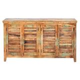 Loon Peak® 72 Inch Shutter Style Reclaimed Wood Rustic Sideboard Buffet Cabinet Wood in Black/Brown, Size 40.0 H x 72.0 W x 16.0 D in | Wayfair