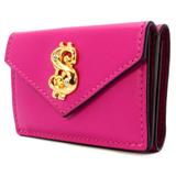 Mchino Dollar Sign Pink Trifold Leather Wallet