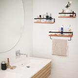 17 Stories 3 Piece Paulownia Solid Wood Floating Shelf Wall Decorative Storage Shelves Wood in Brown, Size 0.5 H x 15.7 W x 5.5 D in | Wayfair