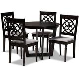 Charlton Home® Valerie Modern & Contemporary Grey Fabric Upholstered & Dark Brown Finished Wood 5-Piece Dining Set Wood/Plastic/Acrylic/Glass/Metal