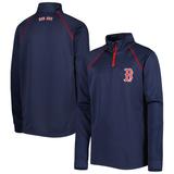 Youth Stitches Navy Boston Red Sox Team Raglan Quarter-Zip Jacket