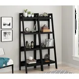 Lawrence Black 4-Shelf Ladder Bookcase Set