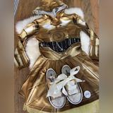 Converse Costumes | Girls C-3po Starwars Costume Halloween Costume And Converse Shoes Set | Color: Black/Gold | Size: Dress Small 4-6t (Shoes 9t)