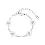 Earth 2 Jane Girls' Bracelets Multi - Pink Crystal & White Goldtone Flower Charm Bracelet