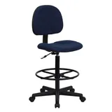 "Emma and Oliver Black Fabric Drafting Chair (Cylinders: 22.5""-27""H, 26""-30.5""H), Brt Blue"