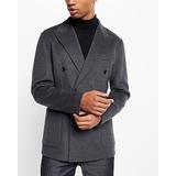 Slim Grey Wool-Blend Double Breasted Suit Jacket Gray Men's XL