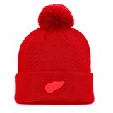 Women's Fanatics Branded Red Detroit Wings Authentic Pro Road Cuffed Knit Hat with Pom