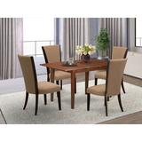 East West Furniture 4 - Person Butterfly Leaf Solid Wood Breakfast Nook Dining Set Wood/Upholstered Chairs in Brown | Wayfair PSVE5-MAH-47