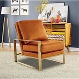 LeisureMod Upholstered Solid Back Arm Chair Upholstered, Metal in Orange, Size 35.0 H x 29.0 W x 35.0 D in | Wayfair JA29OR