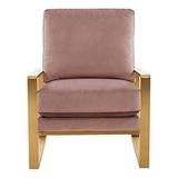 LeisureMod Upholstered Solid Back Arm Chair Upholstered, Metal in Pink, Size 35.0 H x 29.0 W x 35.0 D in | Wayfair JA29PK