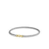 Women's Cable Collectibles Buckle Bangle Bracelet with 18K Yellow Gold/3 mm - Silver - Size Large