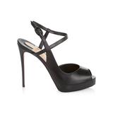 Women's Jenlove 120 Leather Peep-Toe Sandals - Black - Size 7.5