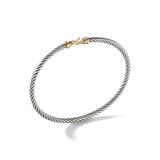 Women's Cable Collectibles Buckle Bangle Bracelet with 18K Yellow Gold/3 mm - Gold Silver - Size Medium