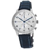 IWC Portugieser Automatic Chronograph Silver Dial Blue Leather Strap Men's Watch IW371605 IW371605