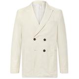 Oliver Spencer - Slim-Fit Unstructured Double-Breasted Cotton and Hemp-Blend Suit Jacket - Men - Neutrals - UK/US 38